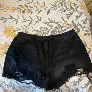 Black denim shorts